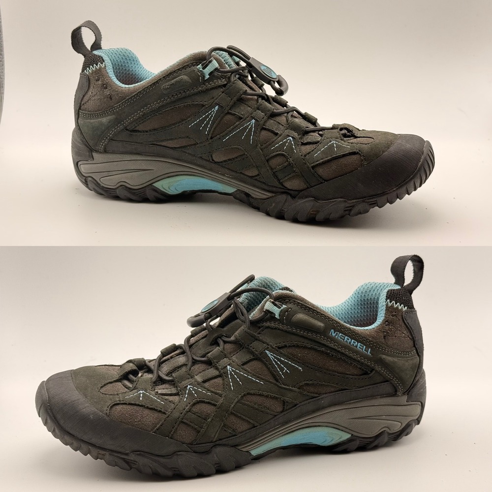 Merrell Women's Brown and Light Blue Athletic Trail Shoes
